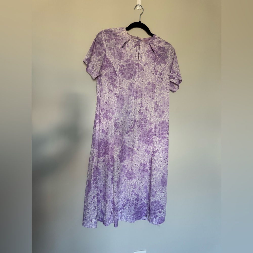 Vintage Handmade Purple White Floral Jersey Dress